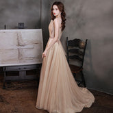V-Neck Sleeveless Elegant Party Train Dress